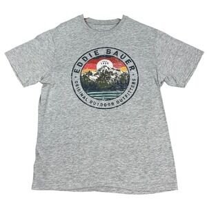 Eddie Bauer T-Shirt Mens Medium Gray Heathered Short Sleeve Outdoor Outfitters